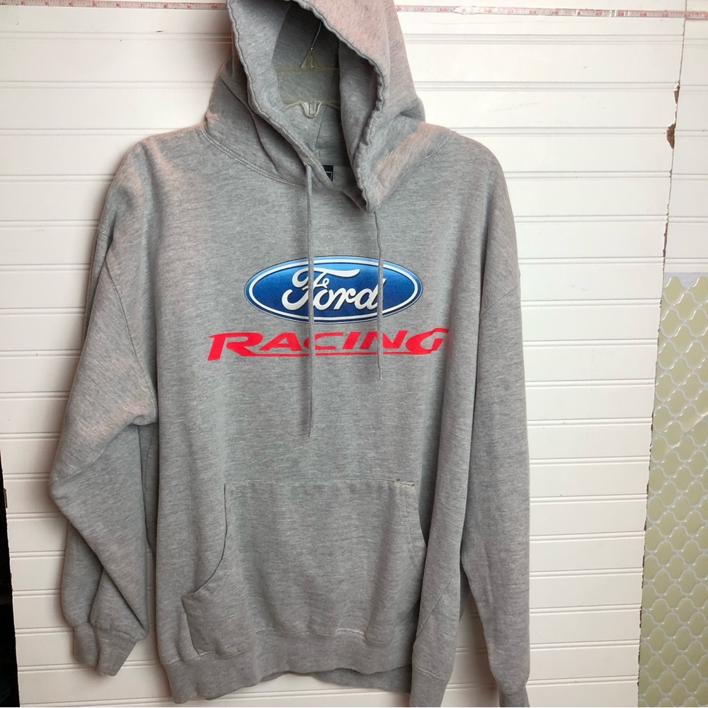Vintage Gray Ford Racing Hoodie